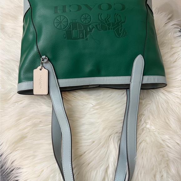 Coach Two-Tone Green and Light Blue Tote - Picture 10 of 14